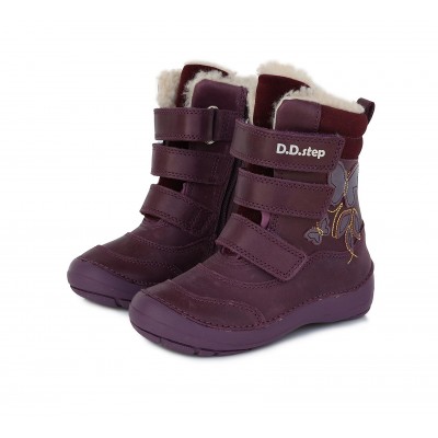 D.D. step dievčenská detská celokožená zimná obuv W023-117M Violet